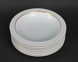 【貨物輸送無料】勝手もと属具・食器・煮炊き物の具・瀬戸もの ローゼンタールドイツデンテルデュオホワイトゴールド縁取りスープボウルセットオブRosenthal Germany Dentelle Duo White \u0026amp; Gold 8 3/4 Rimmed Soup Bowls Set of 7 マグカップ・コップ-食器・カトラリー・グラス
