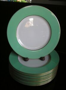 キッチン用品・食器・調理器具・陶器 レノックスディナープレートのセット?ミントグリーンとゴールドSet of 12 Lenox Dinner Plates ~ Mint Green with Gold