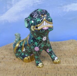 キッチン用品・食器・調理器具・陶器 ヴィンテージブラックダイナスティヘレンドフー犬#3 Vintage Black Dynasty Herend Foo dog 6.5!