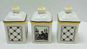【送料無料】キッチン用品・食器・調理器具・陶器　ヴィルロイ・ボッホ・オードゥン・フェルム・チャームキャニスター・セット・ジャム・スパイス・ジャーズ・トワール・ル・デジュナーVilleroy Boch Audun Ferme Charm 3 Canister Set Jam Spice Jar