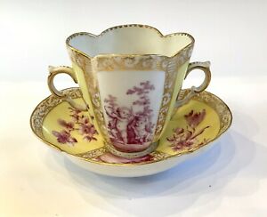 【送料無料】キッチン用品・食器・調理器具・陶器　アンティークヘレナヴォルフソンカップソーサーアウグストゥスレックスイエロープセプッティAntique Helena Wolfsohn Dresden Cup & Saucer Augustus Rex Yellow & Puc