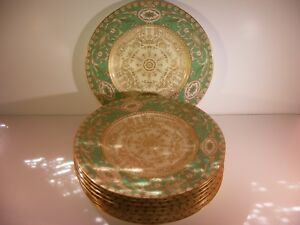 【送料無料】キッチン用品・食器・調理器具・陶器　ゴールド・クラスト・ロイヤル・ウスターキャビネットプレートSet of 8 Gold Encrusted Royal Worcester C2954 Cabinet Plates｜hokushin