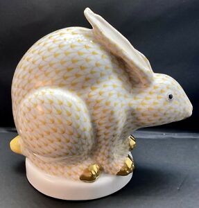 キッチン用品 食器 910 7 5 8 ミントヘレンドラーバニーラビットバタースコッチフィッシュネットフィギュア Bunny Butterscotch Figurine Fishnet Herend Large Mint Rabbit X 調理器具 陶器 高品質の人気 調理器具