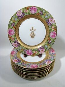 【送料無料】キッチン用品・食器・調理器具・陶器　アンティークローゼンタールゴールド覆われたピンクローズフローラルプレートの鎧のモノAntique Rosenthal Gold Encrusted Pink Rose Floral 9 - 10.25” Plate Armorial Mono
