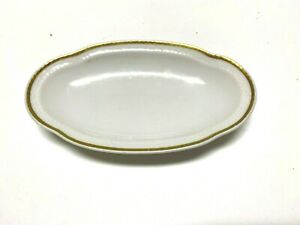 【貨物輸送無料】勝手もと設備・食器・膳立て手道具・瀬戸もの リチャードジノリイタリア小さなオリーブの楕円面形の皿白金の刈り込みRichard Ginori Italy small olive oval dish white with gold trim 6.5 x 3.5