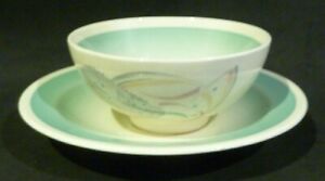 【送料無料】キッチン用品・食器・調理器具・陶器　スージー・クーパー・アール・デコグレーリーフシュガーボウルソーサー、グリーン、クラウンワークスSUSIE COOPER ART DECO GREY LEAF　SUGAR BOWL　& SAUCER, GREEN, CROWN WOR