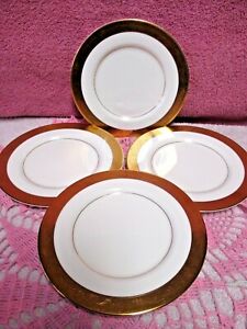 【送料無料】キッチン用品・食器・調理器具・陶器　ミカサハローパンバタープレートゴールド覆われたリム骨優秀セットMikasa Harrow Bread Butter Plates 6 5/8 Gold Encrusted Rim Bone Excellent Set 4｜hokushin