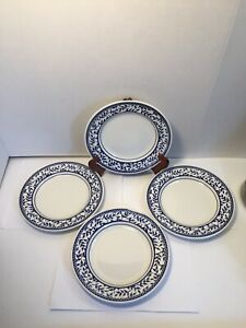 【貨物輸送無料】勝手もと設備・食器・膳立て手道具・瀬戸もの チャーチルファインイングリッシュ食器白瀬戸もの乳くさい葉一皿Churchill Fine English Tableware 4 White Porcelain w/Blue Leaves 7 3/4 Plates