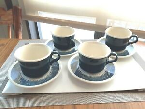 【送料無料】キッチン用品・食器・調理器具・陶器　カリアーとアイヴスアンカーホッキングカップとソーサー未使用4 Currier and Ives Anchor Hocking CUPS and SAUCERS --unused