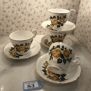 【送料無料】キッチン用品・食器・調理器具・陶器　ヴィンテージリージェンシーイングリッシュボーンチャイナティーセットイエローローズパターンリム8pc Vintage Regency English Bone China Tea Set Yellow Rose Pattern 22KT Rims