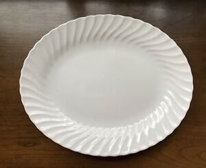 【貨物輸送無料】勝手もと設備・食器・膳立て手道具・瀬戸もの シェフィールドによって古くさいヴィンテージボーンホワイトオーバルサービングプラッタースワールリムOld Vintage Bone White by Sheffield 11-5/8 Oval Serving Platter Swirl Rim US