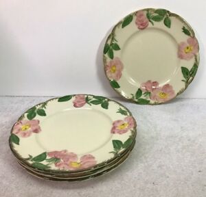 【貨物輸送無料】勝手もと設備・食器・膳立て手道具・瀬戸もの 重ね重ねのランチプレートフランシスカン乾荒原サクラ色お定まり、優れたLot of (4) 8” Lunch Plates Franciscan DESERT ROSE Pattern, Excellent!