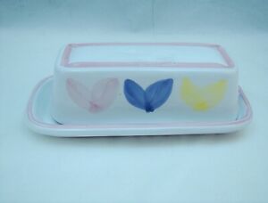 【貨物輸送無料】勝手もと設備・食器・膳立て手道具・瀬戸もの カレカイタリアメリッソ墨付きカバーバターディッシュ目覚ましいCaleca Italy MELISSO Hand Painted Covered Butter Dish EXCELLENT