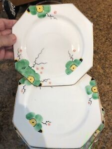 【送料無料】キッチン用品・食器・調理器具・陶器　パラゴンチャイナアールデコ手描きパンバタープレートイングランドParagon china Art Deco handpainted BREAD & BUTTER PLATES (6)ENGLAND