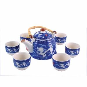 【送料無料】キッチン用品・食器・調理器具・陶器　中国茶セット青と白ダブルドラゴンパターンギフトボックスChinese Tea Set - Blue and White - Double Dragon Pattern - Gift Box画像
