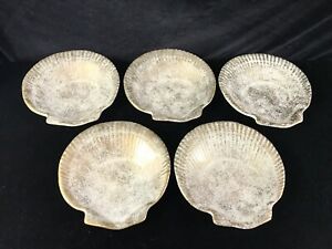 【送料無料】キッチン用品・食器・調理器具・陶器　ヴィンテージハンドメイドホタテ貝金色の前菜プレートのセット、Set of 8 Vintage Hand Made Scallop Seashell Gilded Appetizer Plates, 8”