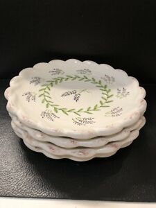 【送料無料】キッチン用品・食器・調理器具・陶器　●マーケット・ラワンダーブレッドデザートプレート、手描き、セットMWW Market Lawander Bred/Desert Plates, handpainted, set of 4 NEW!｜hokushin