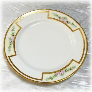【送料無料】キッチン用品・食器・調理器具・陶器 アンティークローズ幾何学模様ハビランドフランスゴールドトリムディナープレートユニークAntique ROSES Geometric Pattern HAVILAND FRANCE Gold Trim DINNER PLATE Unique|hokushin