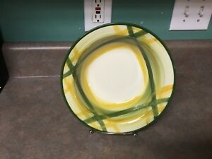 【送料無料】キッチン用品・食器・調理器具・陶器 ラウンドサービングボウルギンガムバーノンウェアバーノンイエローグリーンRound Serving Bowl Gingham Vernonware Vernon Yellow Green|hokushin
