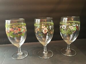 【送料無料】キッチン用品・食器・調理器具・陶器 ポートメイリオン植物園オンスステムワインウォーターグラスゴブレット3 Portmeirion Botanic Garden 14 Oz. Stemmed Wine / Water Glasses / Goblets|hokushin