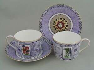 【貨物輸送無料】勝手もと装置・食器・膳立て物の具・瀬戸もの TWO WEDGWOOD CELEBRATION OF THE MILLENNIUM MAUVE CUPS AND SAUCERS,  BOXED.