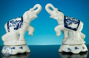 【貨物輸送無料】勝手もと装置・食器・膳立て物の具・瀬戸もの VINTAGE PORCELAIN BLUE \u0026amp; WHITE LUCKY ELEPHANTS GOLD GILT HAND PAINTED