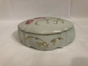 【送料無料】キッチン用品・食器・調理器具・陶器 美しいリモージュハンド塗装大きな蓋付き装身具皿パーフェクトBeautiful Limoges Hand Painted Larger Lidded Trinket Dish - Perfect!!