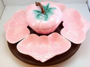 【送料無料】キッチン用品・食器・調理器具・陶器　ベルマーストロベリーチップとディップセットと怠惰なスーザンピンクミッドセンチュリーカリフォルニアBelmar Strawberry Chip and Dip Set with Lazy Susan Pink Mid Century Califo