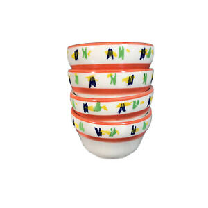 【送料無料】キッチン用品・食器・調理器具・陶器　ヴィンテージホーマーラフリンレストランウェアラメキンボウルセットマルチブラシストロークVintage Homer Laughlin Restaurant Ware Ramekin 4 Bowl Set Multi Brushstroke HLC