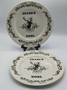 【送料無料】キッチン用品・食器・調理器具・陶器 ロイヤル・スタッフォード・ジョイユー・ノエル・ホワイトブラック・ディア・スタッグディナープレートセットオブRoyal Stafford JOYEUX NOEL White & Black Deer Stag 11 Dinner Plat