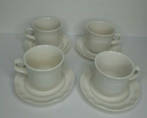 【送料無料】キッチン用品・食器・調理器具・陶器　ガゼボホワイトホタテコーヒーティーカップマグカップとソーサーセットPfaltzgraff Gazebo White Scalloped Coffee Tea Cup Mug and Saucer Set of 4