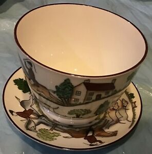 【送料無料】キッチン用品・食器・調理器具・陶器 フォックスハントオープンシュガーボウルとアンダープレートクラウンスタッフォードシャー Fox Hunt Open Sugar Bowl and Underplate Crown Staffordshire