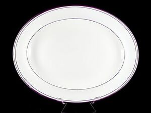 【送料無料】キッチン用品・食器・調理器具・陶器　ロイヤル・ドルトン・オックスフォード・プラチナ・オーバル・サービング・プラッター、Royal Doulton Oxford Platinum Oval Serving Platter, 13-5/8