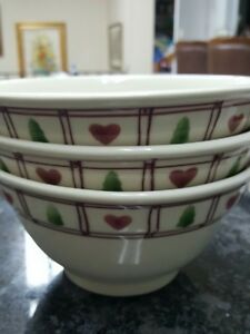 【送料無料】キッチン用品・食器・調理器具・陶器　大きく、深いハートストーンのハートと木のデザインボウル3 Large & Deep Hartstone heart and tree design bowls 7'' x? 3.5''画像
