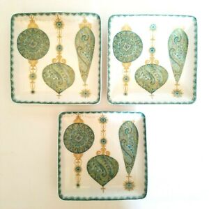 【送料無料】キッチン用品・食器・調理器具・陶器　第回コンスタンティナターコイズ前菜プレートセット装飾品クリスマス222 FIFTH CONSTANTINA TURQUOISE Appetizer Plates Set of 3 Ornaments Christmas