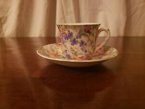 【送料無料】キッチン用品・食器・調理器具・陶器　Vintage Midwinter Chintz Brama Demi Cup & Saucer