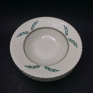 【送料無料】キッチン用品・食器・調理器具・陶器　ハノーバーリムスープグリーンリーフゴールドトリムスカラップ年代ヴィンテージによる戴冠式Coronation by Hanover Rimmed Soup 5 Green Leaf Gold Trim Scalloped 50s Vintage