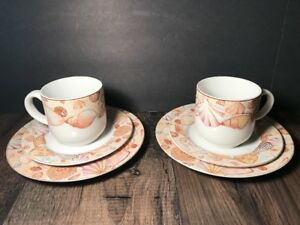 【送料無料】キッチン用品・食器・調理器具・陶器　サニベルヴィトロマスターセットカップ、ソーサーとパンプレートスージップキンシェルズビーチSanibel Vitromaster Set 2 Cups, Saucers And Bread Plate Sue Zipkin Shells Beac