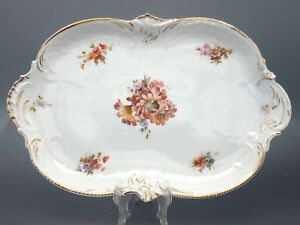 【送料無料】キッチン用品・食器・調理器具・陶器 ローゼンタールプラッターサンソイチコンチネンタルアンティークフローラルゴールドロープトリムRosenthal Platter Sanssoici Continental Antique 13 Floral gold rope trim