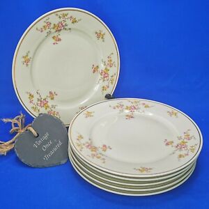【送料無料】キッチン用品・食器・調理器具・陶器　ヨハン・ハヴィランド・ローゼンタールデザートプレートインチピンクイエローローズゴールドトリムJohann HAVILAND Rosenthal * 6x DESSERT PLATES (7.5) Pink Yellow Roses Gold T