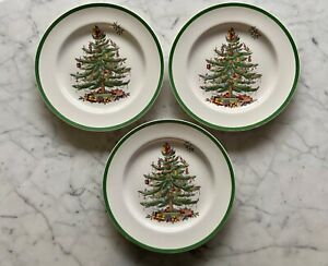 【送料無料】キッチン用品・食器・調理器具・陶器　コープランドスポデクリスマスツリーディナープレートオールドブラウンバックスタンプメイドイングランド3 Copeland Spode Christmas Tree Dinner Plates Old Brown Backstamp Made En