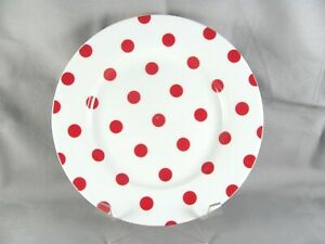 【送料無料】キッチン用品・食器・調理器具・陶器　アイザックミズラヒドットラックスレッドサラダプレート、、水玉、円2 Isaac Mizrahi Dot Luxe Red Salad Plate, 8-1/8, polka dot, circle