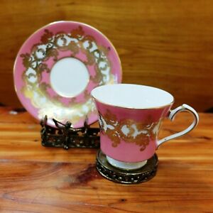 【送料無料】キッチン用品・食器・調理器具・陶器　ヴィンテージエインズリーダークピンクヘビーゴールド金金金金色デミタッセカップソーサーVintage Aynsley Dark Pink Heavy Gold Gilding Demitasse Cup & Saucer