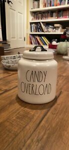 【送料無料】キッチン用品・食器・調理器具・陶器　ハロウィーンキャンディオーバーロード大型キャニスターブラックハンドルバイマゼンタレアRAE DUNN Halloween CANDY OVERLOAD Large Canister W/ Black Handle By Magenta RARE画像