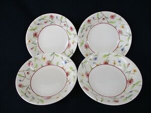 【送料無料】キッチン用品・食器・調理器具・陶器　ロイヤルスタッフォードシリアルボウル、散らばった花、赤いトリム、マルチカラー4 Royal Stafford Cereal Bowls, Scattered Flowers, Red Trim, Multicoloured