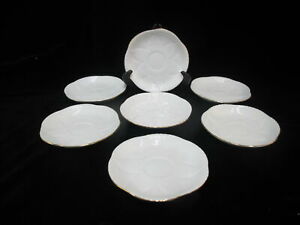 【送料無料】キッチン用品・食器・調理器具・陶器　リージェンシーシェリーボーンチャイナホタテリムホワイトゴールドソーサーセットRegency SHELLEY Bone China DAINTY Scallop Rim White Gold Saucer Set of 7