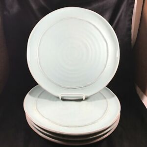 【送料無料】キッチン用品・食器・調理器具・陶器　クレートとバレルティール渦巻きディナープレートのセットSet of 4 CRATE and BARREL Teal Swirl 10-3/4” Dinner Plates