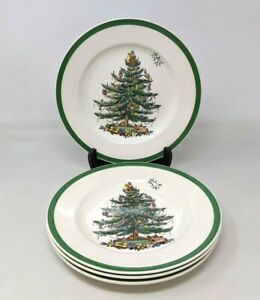 【送料無料】キッチン用品・食器・調理器具・陶器　スポデクリスマスツリー磁器のセットサラダプレートイングランドVTG Spode Christmas Tree Porcelain Set of 4 7 3/4 Salad Plates England S3324 14,585円