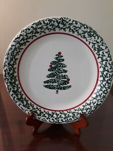 【送料無料】キッチン用品・食器・調理器具・陶器　ふりぎりはイタリア製スポンジグリーンクリスマスツリーディナープレート着用ボックス4 Furio Made Italy Italian Sponge Green Christmas Tree Dinner Plates (box worn)