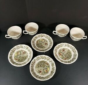 【送料無料】キッチン用品・食器・調理器具・陶器　ヴィンテージジョンソンブラザーズメリークリスマスイングランドカップとソーサーセットVintage Johnson Brothers Merry Christmas England Set Of 4 Cups and Saucers